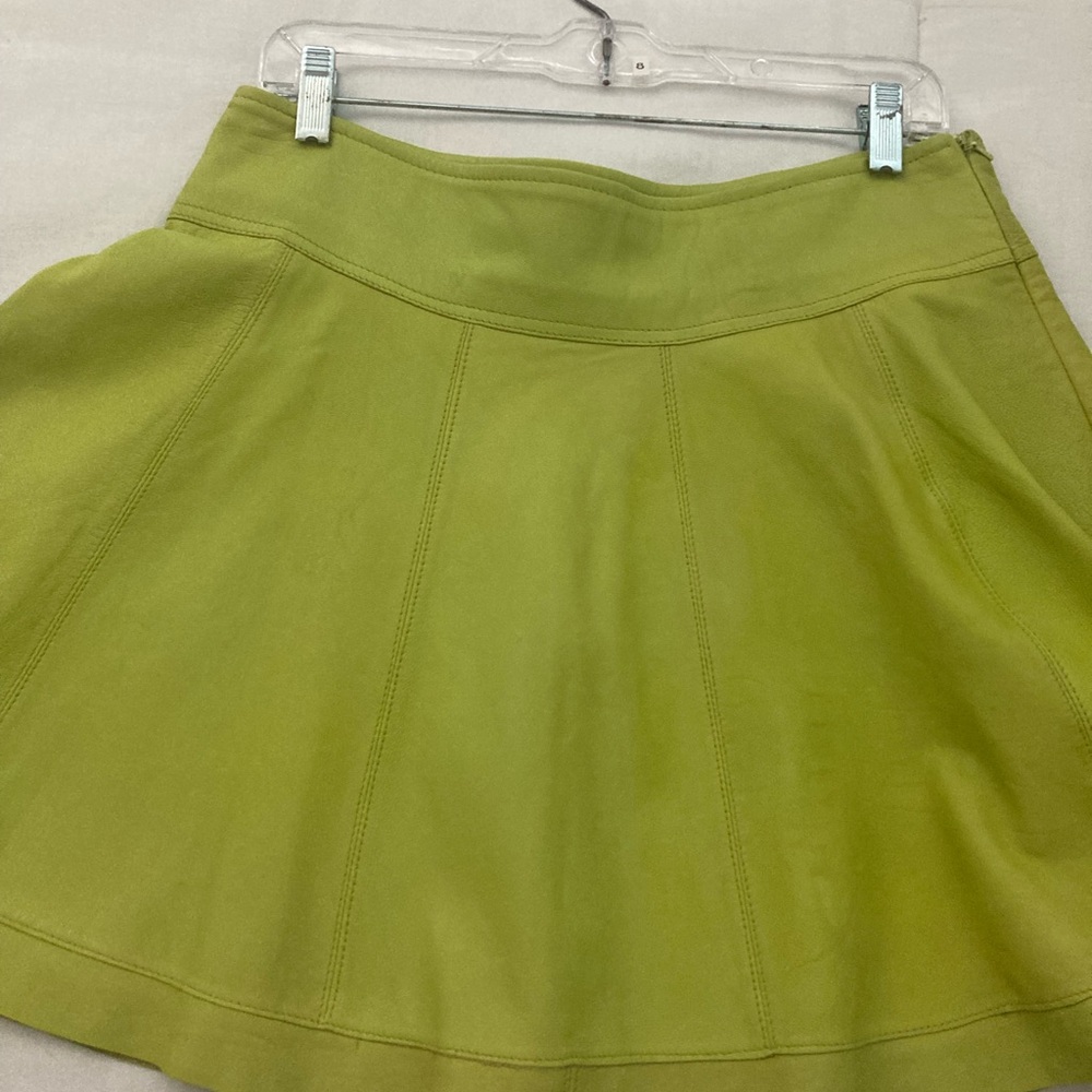 Leather short skirt- lime green